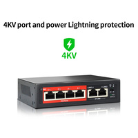Switch PoE con IA OEM ODM, 4 Puertos PoE de 10/100 Mbps + 2 Puertos de Enlace Ascendente de 10/100 Mbps, Switch PoE Inteligente para Cámaras IP CCTV