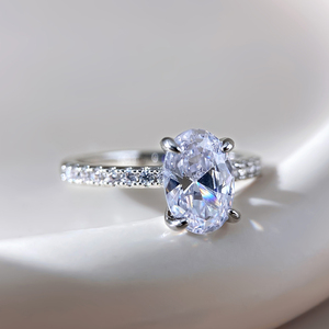 Women's 18K <b>Gold</b> Plated Oval Cubic Zirconia Engagement <b>Ring</b> Prong Setting Classic Style Alloy Jewelry - Product Image 6