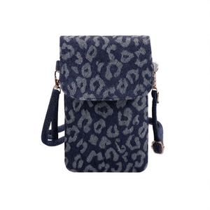 Sac de téléphone en jean imprimé léopard 19x2x12cm pour téléphone portable - Product Image 2