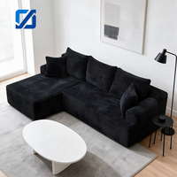 Komprimiertes Dreisitzer-Sofa mit Knopfheftung, Stoffbezug, modernes Wohnzimmermöbel-Set, L-förmiges Schlafsofa-Kombination