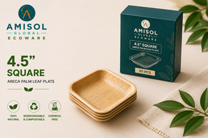 4.5 Inch Square Areca Palm Leaf Disposable <b>Side</b> <b>Plate</b> | Compostable Eco-Friendly Heavy-Duty Catering <b>Plate</b> - Product Image 2