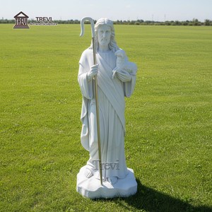 Estatua de Mármol de Tamaño Real del Buen Pastor con Lámpara, Escultura Cristiana para Jardín Exterior, Gran Venta TREVI - Product Image 2