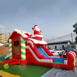 Venda quente Natal Ruby Castle Inflável Wet Dry Combo Slide com água Piscina Inflável Bouncer Slides