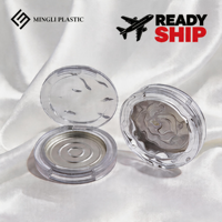 Boîte d'emballage cosmétique en plastique en stock, transparente mate, 3g, pour poudre compacte, étui vide pour poudre pressée avec plaque en aluminium