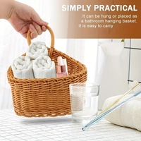 Panier suspendu en plastique tressé à la main de style pastoral pour cuisine et salle de bain, support décoratif pour fleurs, ustensiles, cuillères et baguettes