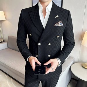 Abiti da Uomo Turchi su Misura Stile Formale Europeo e Americano a Quadri Inglesi Due Pezzi Camicie da Sposo per Uomo Edizione di Lusso - Product Image 6