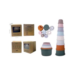 Jouet de tasses empilables en silicone, 8 pièces, qualité alimentaire, pour enfants, jeu d'éveil - Product Image 3