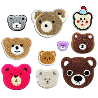 Patchs en chenille au design d'ours de dessin animé mignon, grands patchs brodés pour vêtements, broderie personnalisée pour chapeaux