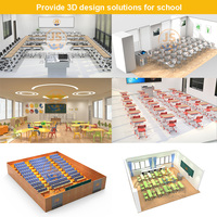 Muebles Escolares Modernos, Conjunto de Escritorio y Silla para Estudiantes con Superficie de MDF para Uso en Aulas de Primaria, Venta al Por Mayor