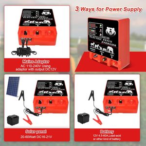 Cargador de Cerca Eléctrica de 9 Joules con Pantalla LCD, Entrada AC 12V/Salida 12KV, Cobertura de 400 Acres, Alarma Impermeable para Cerca Directa 605 Fe - Product Image 5
