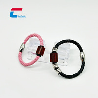 Bracelet en bois tressé pour homme avec logo gravé, perles NFC, cordon à breloque, puce RFID NTAG216, étanche et taille personnalisable