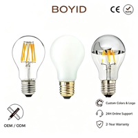 Ampoule à filament LED dimmable Boyid, culot E27/B22, 4W/6W/8W, corps en verre, alimentation AC/DC, certifiée EMC, ROHS, blanc chaud