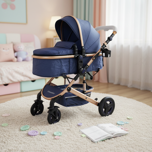 <span class=keywords><strong>Poussette</strong></span> bébé 3 en 1 <span class=keywords><strong>de</strong></span> luxe pliable rose au design moderne - Product Image 3