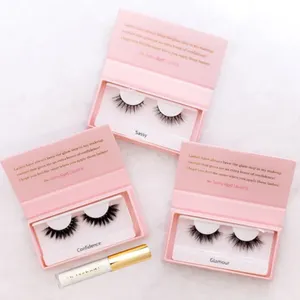 豪华设计造型空磁性睫毛盒带透明窗口粉色睫毛包装盒自有品牌定制睫毛盒