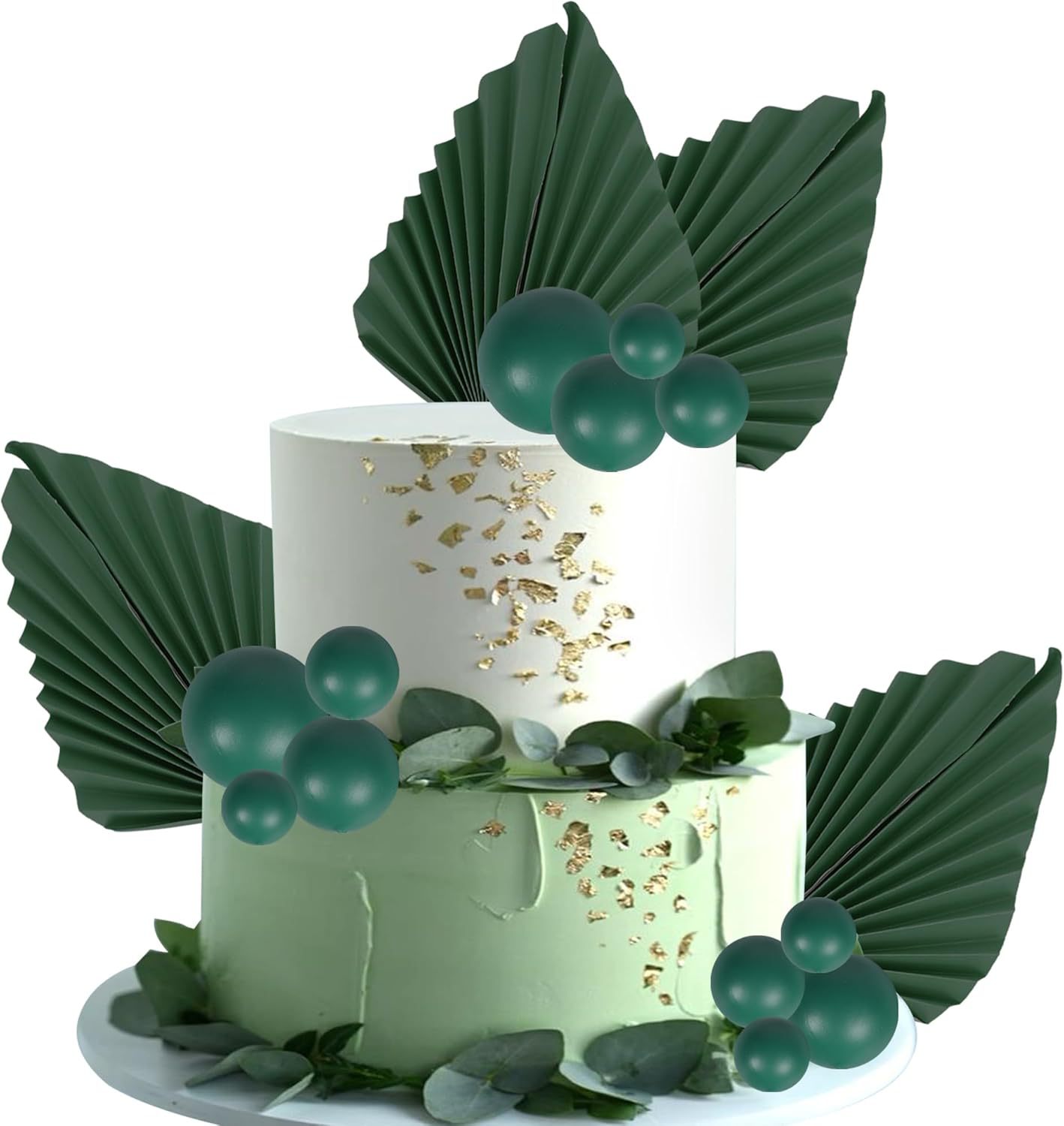 Ensemble de 20 éventails en boules de mousse vert foncé