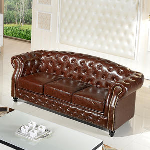 Sofá de Cuero de Estilo Contemporáneo para Sala de Estar, Cafetería, <span class=keywords><strong>Bar</strong></span> u Oficina, Estilo Europeo Moderno con Patas de Madera - Product Image 1