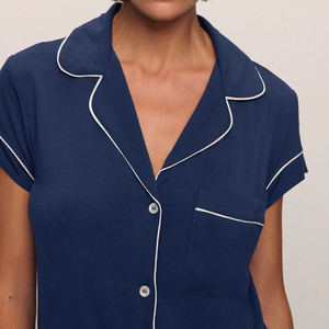 <span class=keywords><strong>Pigiama</strong></span> Navy per <span class=keywords><strong>Donna</strong></span> con Supporto del Produttore Oeko, Set <span class=keywords><strong>Pigiama</strong></span> Morbido con <span class=keywords><strong>Camicia</strong></span> a Maniche Lunghe e Pantaloni Lunghi in Modal - Product Image 3