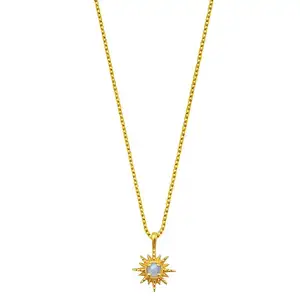 Sapphire — collier en or pour femmes, bijou en pierre de lune étoilée, vente en gros, à la mode, chaîne