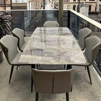 Ensemble de table et de chaises de salle à manger rectangulaire en bois de style nordique, finition brillante, pliable, 6 places, design moderne, pour les petits foyers