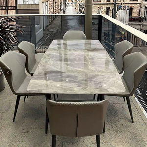 Ensemble de table et de chaises de <span class=keywords><strong>salle</strong></span> à <span class=keywords><strong>manger</strong></span> rectangulaire en bois de style nordique, finition brillante, pliable, <span class=keywords><strong>6</strong></span> places, design moderne, pour les petits foyers - Product Image 6