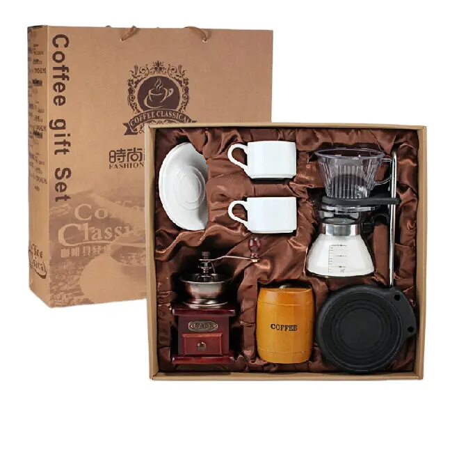 Do Diy Nice Portable Coffee Gift Box V60 Dripper Set Bean Grinding Machine Coffee Tea Sets T015