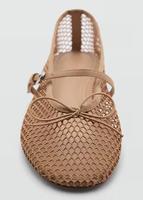 Ballerines en maille unies avec bride à boucle et nœud, bout rond, mode printemps-été, noires, semelle en caoutchouc pour femme