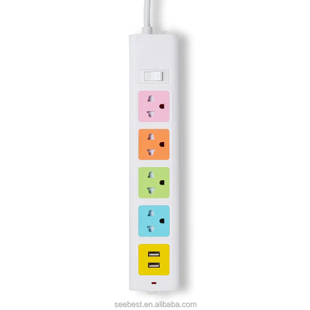 Factory Wholesale 3 Ports Type C 4 Usb Fast Charger Extension Cord Universal hole Power Strip With Usb
