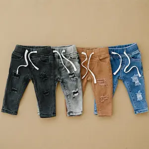 Nieuwe Stijl Jongens Denim Jeans Verontruste Slim Fit Zachte Stretch Denim Broek Voor Peuter