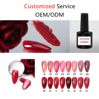 KNC OEM Lot de vernis à ongles en gel rose et rouge oeil de chat de 1 kg, 16 couleurs, style français, vernis à ongles à faire soi-même avec échantillon de gel de marque privée gratuit