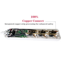 Regleta de Enchufes Europeos de 5 Vías con Conectores de Latón y Cobre, 2 Puertos de Carga USB 5V 2.1A, 5 Tomas de Corriente 16A, Certificación CE-LVD, 250V