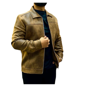 Blouson en cuir chauffant et coupe-vent respirant taille XL, style vintage, col montant, personnalisable avec logo, pour l'hiver – Vente en gros, fabrication indienne professionnelle - Product Image 1