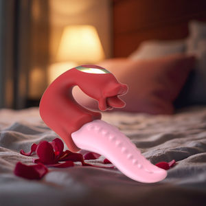 USB Oplaadbare Roze Rode Tong <span class=keywords><strong>Dildo</strong></span> Vrouwelijke Plaagdildo Realistische Grote Mond Seks Speelgoed - Product Image 2