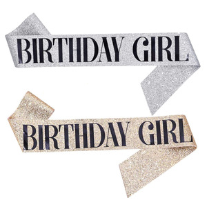 Écharpe d'anniversaire pour fille, en tissu pailleté or rose, accessoire de fête, ruban Reine des Anniversaires, cadeau - Product Image 2