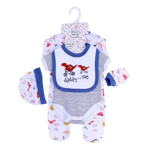 High Quality Wholesale Baby Items Sleep Suit Short Sleeve Baby Rompers Baby Clothing Gift 5 in 1 Set