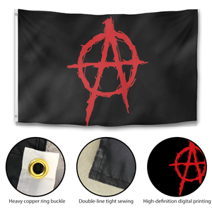 Bandiera Anarchista a Cerchio, Nera con Graffiti Rossi, Stile Punk e Gotico, Simbolo dell'Anarchia, OEM - Product Image 2
