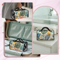 Sac de voyage cosmétique à suspendre en polyester à imprimé tropical ananas hawaïen, marque privée, pour rangement de maquillage