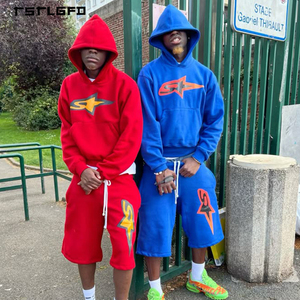 Ensemble sweat à capuche et short en coton French Terry imprimé pour homme, coupe classique et haute qualité, idéal pour logo personnalisé, tenue streetwear - Product Image 1