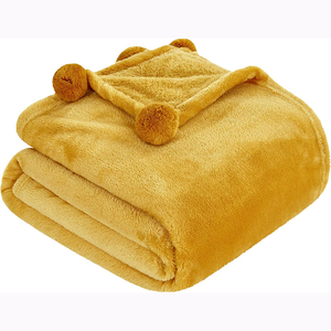 Selimut flanel Mink lembaran warna Solid kualitas tinggi tanpa penumpahan dengan Furball kecil - Product Image 1