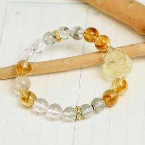 Spirituale fatto a mano per bracciale con quarzo rutilato dorato chiaro quarzo verde fantasma volpe citrino scatenando palla prosperità - Product Image 4