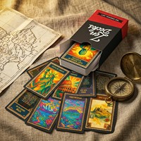 Jeu de tarot en feuille d'or en gros, jeu de société de haute qualité, cartes Oracle personnalisables en papier avec boîte de rangement pour la famille