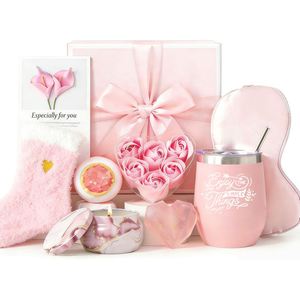 Coffret cadeau rose pour femmes, coffret cadeau de spa relaxant avec gobelet, cadeau pour demoiselle d'honneur, cadeau de remerciement - Product Image 1