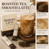 Sachets de poudre de latte Hojicha OEM sous marque privée, mélange de boisson au thé latte torréfié original, 20g, 10 sachets par boîte