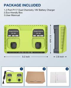 Chargeur P117 pour Ryobi 18v Chargeur rapide double <span class=keywords><strong>chimie</strong></span> Li-ion <span class=keywords><strong>Ni</strong></span>-CD <span class=keywords><strong>Ni</strong></span>-MH 12V-18V pour batterie Ryobi P100 P102 P103 - Product Image 4