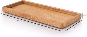 Juego de 3 Platos de Servir Samhita Hechos a Mano de Madera de Mango Marrón Clásica con Borde Elevado para Exhibir Frutas, Aperitivos y Sushi, 12 x 5 Pulgadas - Product Image 6