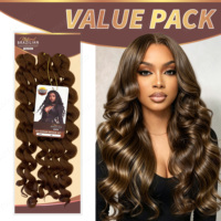 Cheveux synthétiques en vrac Ocean Weave de qualité supérieure pour tresses bohèmes, styles personnalisés et vente en gros, rendement stable et DIY avec un ensemble 3X