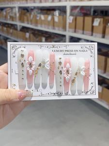 <span class=keywords><strong>Elegantes</strong></span> <span class=keywords><strong>uñas</strong></span> de <span class=keywords><strong>boda</strong></span> de estilete hechas a mano con diseño de Arte de <span class=keywords><strong>uñas</strong></span> 3D, <span class=keywords><strong>uñas</strong></span> acrílicas blancas puras, cubierta completa con pegamento - Product Image 5