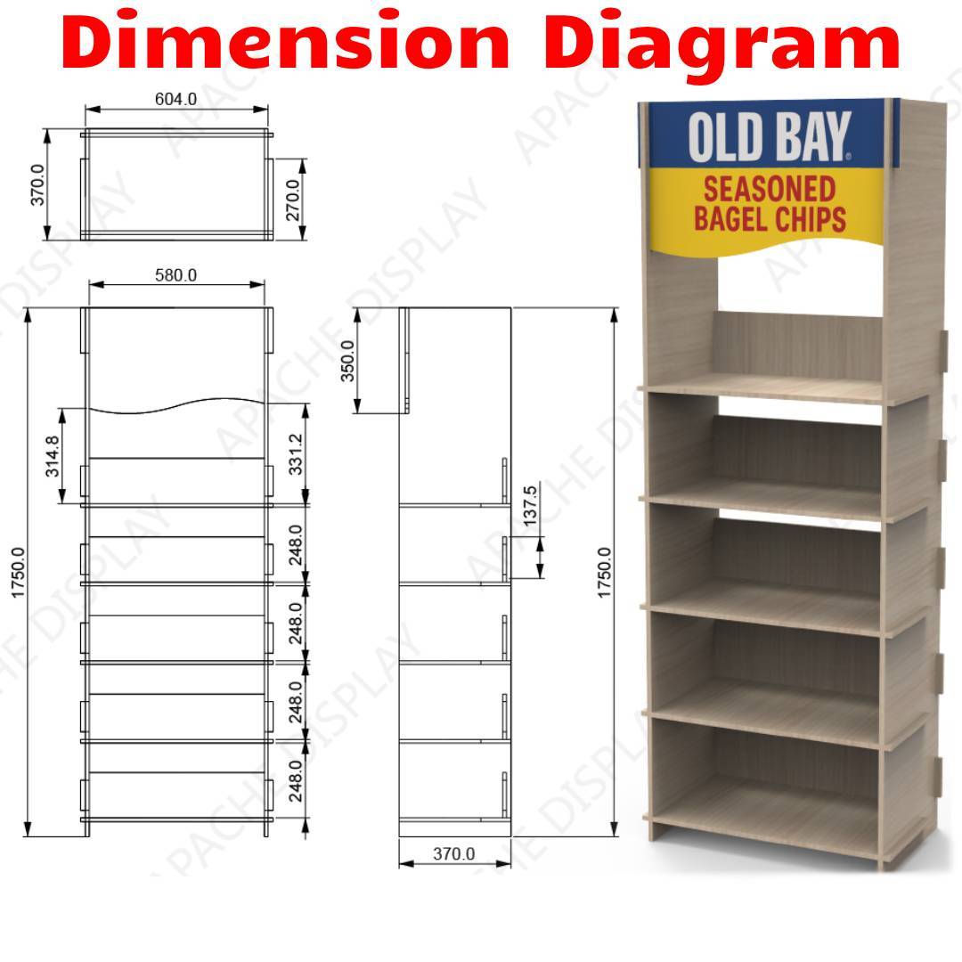 Custom Wooden Easy Assemble Display Rack for Snack & Chips Display Stand for Retail for Supermarkets & Retail Stores — view 2