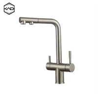 Robinet de cuisine à 3 voies en acier inoxydable noir mat de haute qualité robinet de filtre à eau à double poignée moderne pour l'installation d'évier hôtels