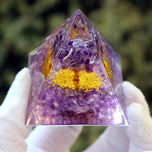 Crystal <b>Tree</b> Pyramid Resin Epoxy Craft Desk Ornament Feng Shui <b>Lighted</b> Gift - Product Image 4