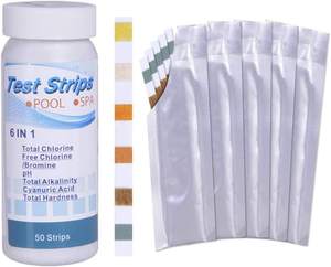 Bandes de test d'eau personnalisées 6-en-1 pour piscines et aquariums : <span class=keywords><strong>pH</strong></span>, chlore, chlore libre, alcalinité, acide cyanurique, dureté - Product Image 2